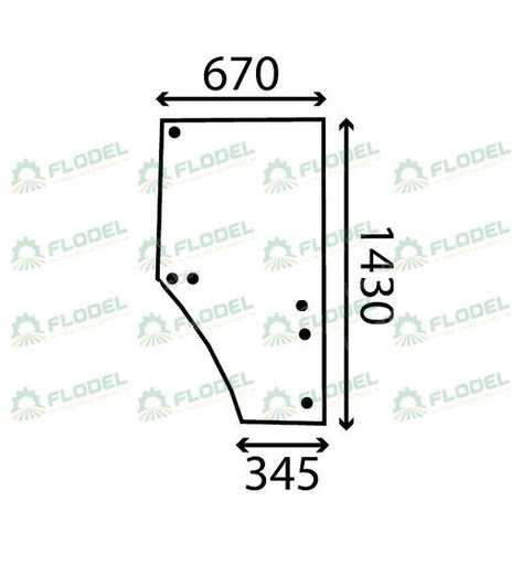 [FLO06188] Geam usa dreapta curbat fumuriu tractor JD
