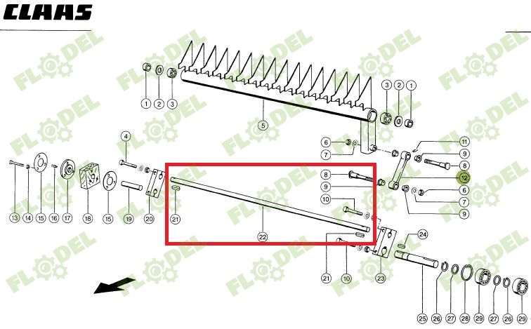 [FLO06260] Ax balotiera CLAAS ROLLANT 821226 1190mm