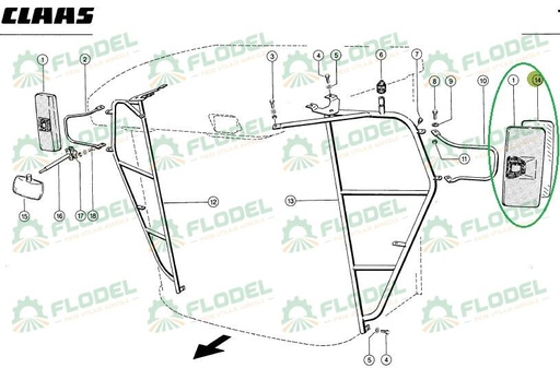 [FLO06291] Sticla oglinda original CLAAS 0006181910