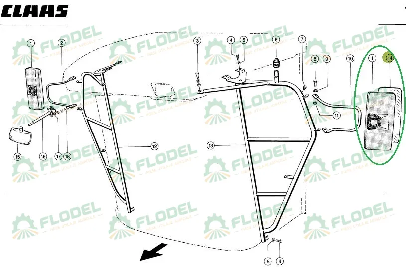 [FLO06291] Sticla oglinda original CLAAS 0006181910