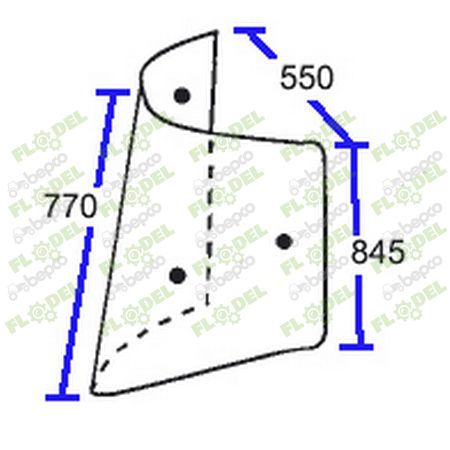[FLO06705] Geam dreapta spate tractor MASSEY FERGUSON 4353310M91