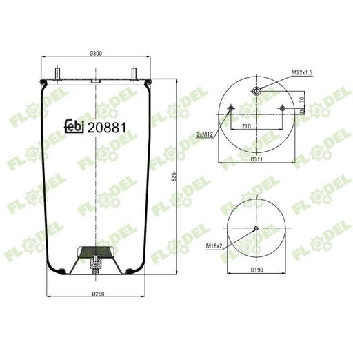 [FLO08845] Burduf suspensie pneumatica 20881 FEBI