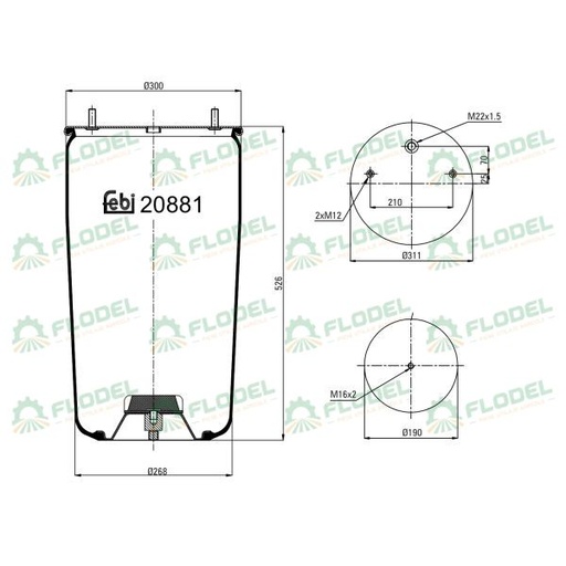 [FLO08845] Burduf suspensie pneumatica 20881 FEBI