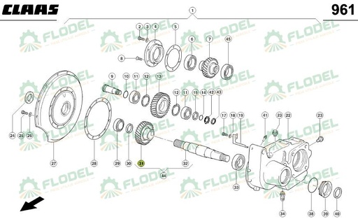 [FLO09098] Set ax cu pinion cutie transfer CLAAS LEXION Z52 0007703040 Original CLAAS