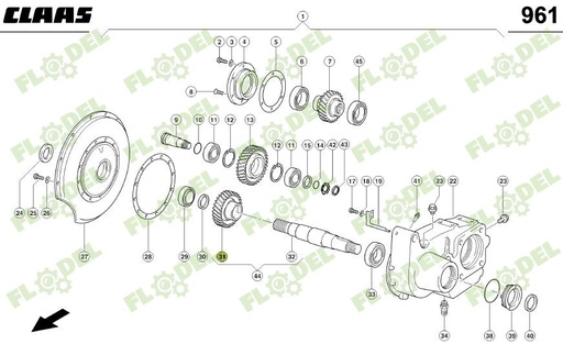 [FLO09098] Set ax cu pinion cutie transfer CLAAS LEXION Z52 0007703040 Original CLAAS