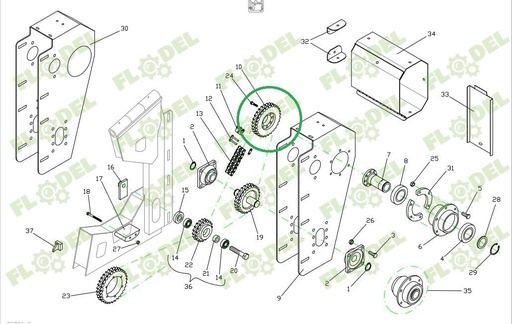 [FLO09337] Pinion transmisie dublu DOMINONI Z22 10093-22